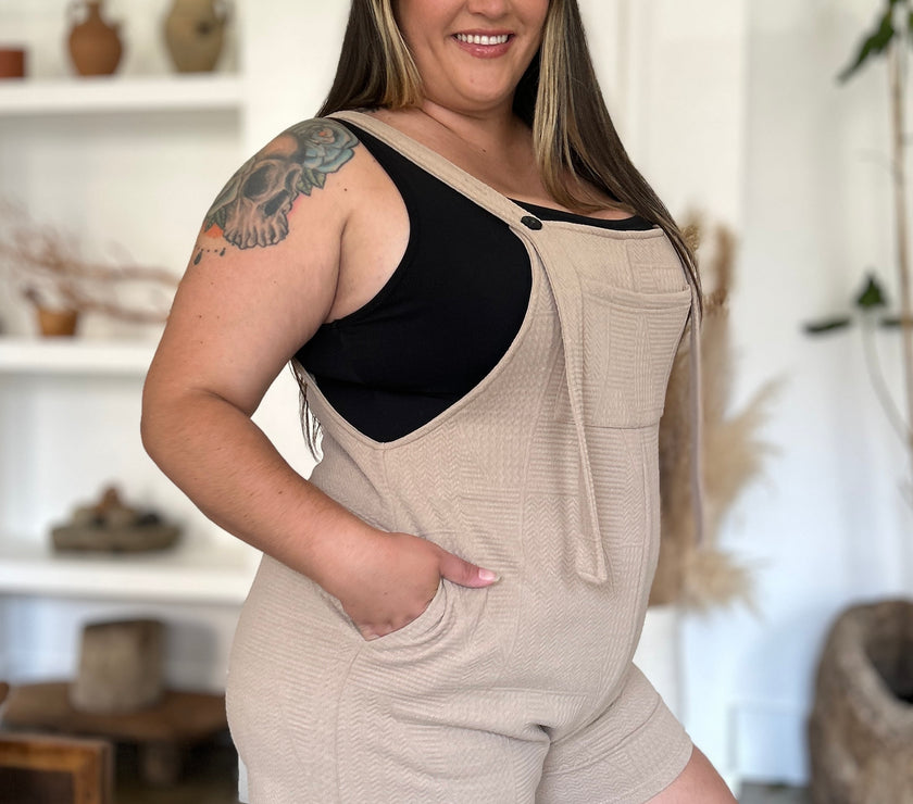 Double Take Full Size Texture Sleeveless Romper