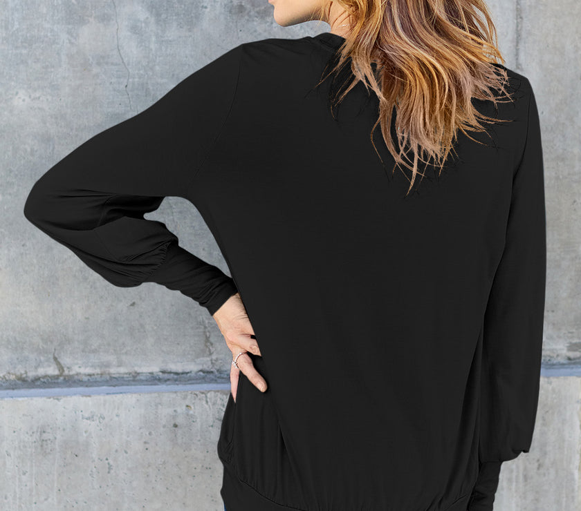 Basic Bae Full Size V-Neck Lantern Sleeve Top