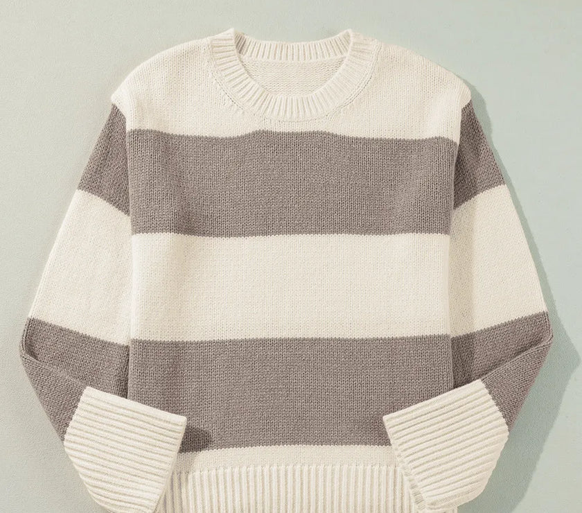 Color Block Round Neck Sweater