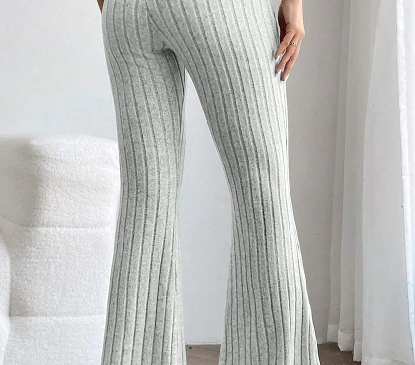 Basic Bae Full Size Ribbed High Waist Flare Pants