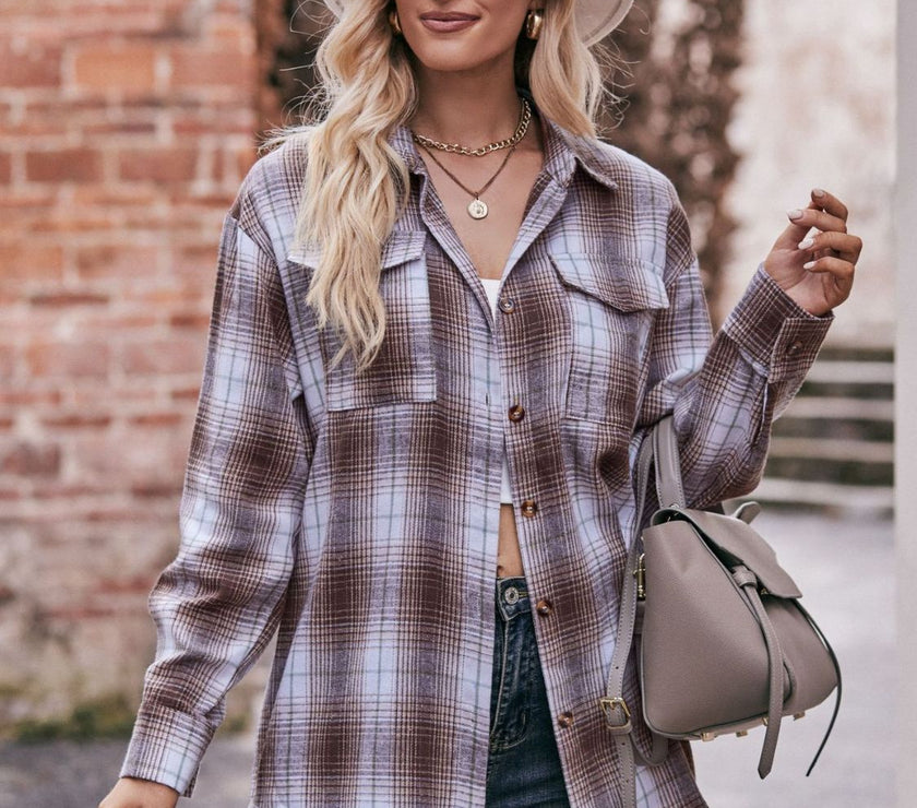 Mandy Plaid Dropped Shoulder Longline Shirt