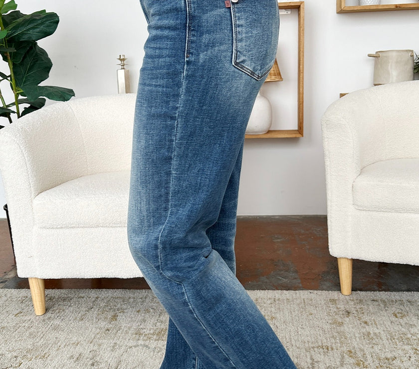 Judy Blue Full Size Mid Rise Release Hem Jeans