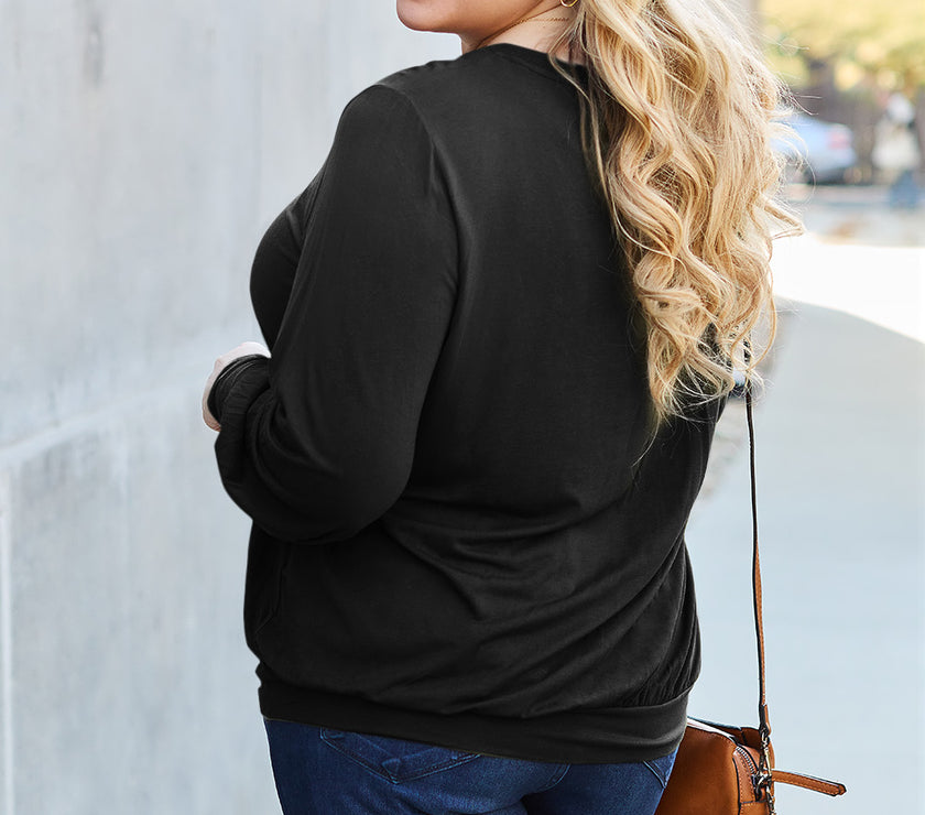 Basic Bae Full Size V-Neck Lantern Sleeve Top