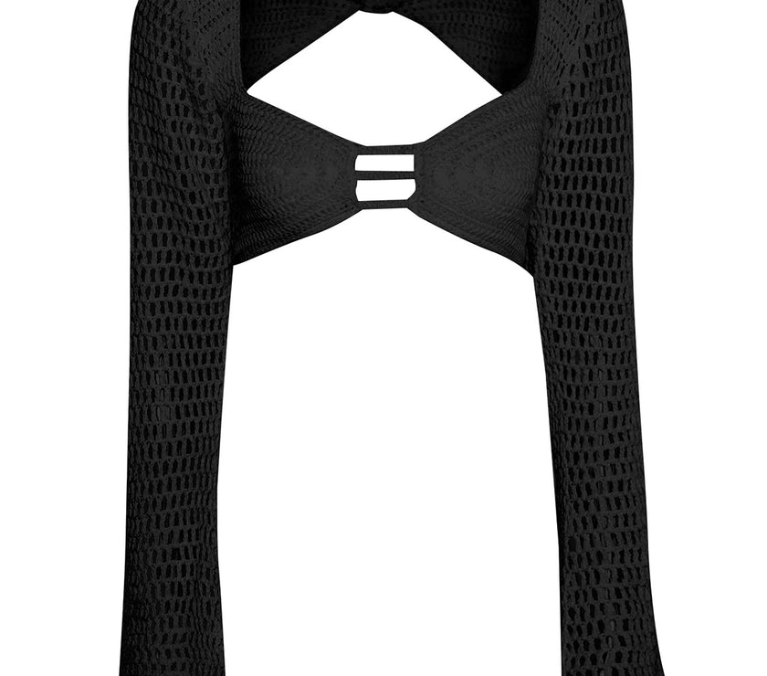 Tied Long Sleeve Top and Skirt Cover Up Set