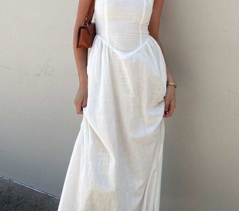 Devine Ruched Halter Neck Midi Dress