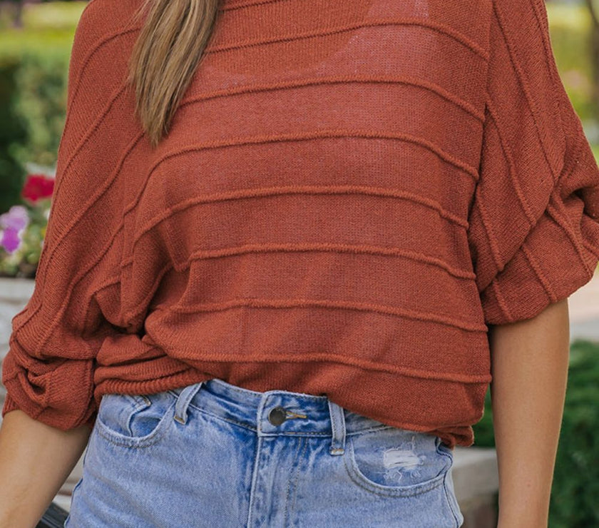 Round Neck Long Sleeve Knit Top