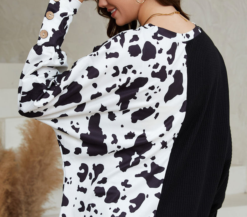 Animal Print Round Neck Top