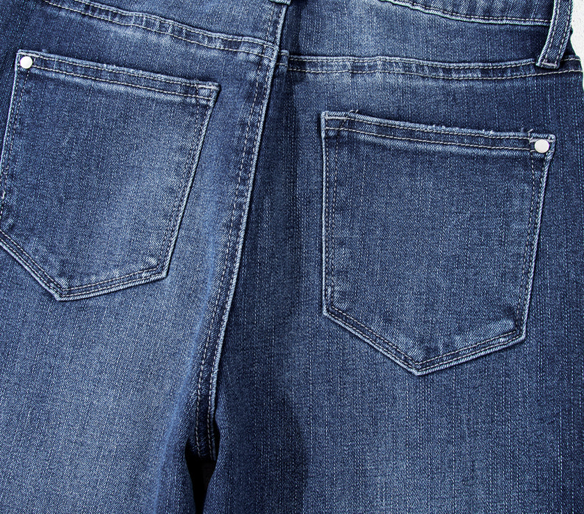 Sail Blue Mineral Wash Raw Hem High Waist Flared Jeans