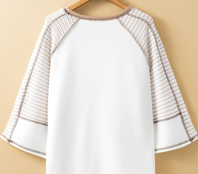 Striped Round Neck Raglan Sleeve Top