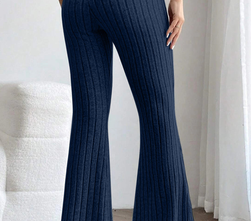 Basic Bae Full Size Ribbed High Waist Flare Pants