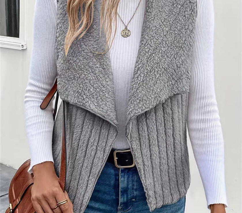 Open Front Fuzzy Vest Coat