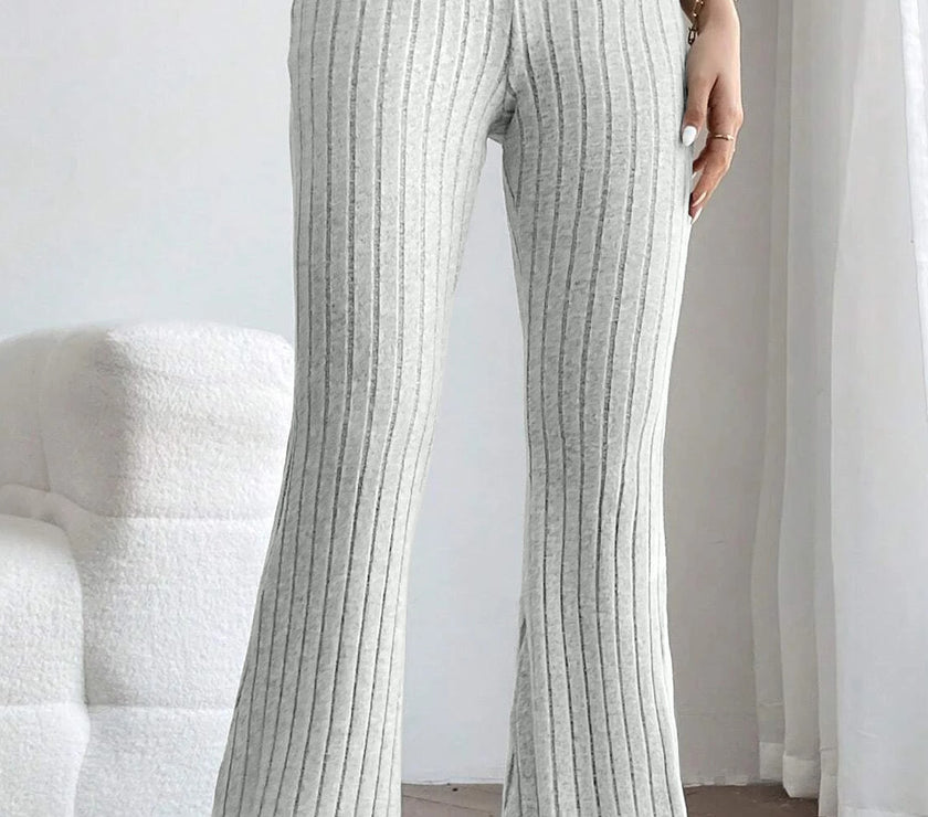 Basic Bae Full Size Ribbed High Waist Flare Pants