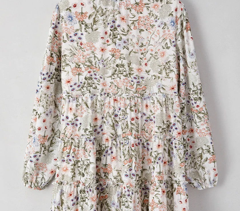 Printed Mock Neck Long Sleeve Mini Dress