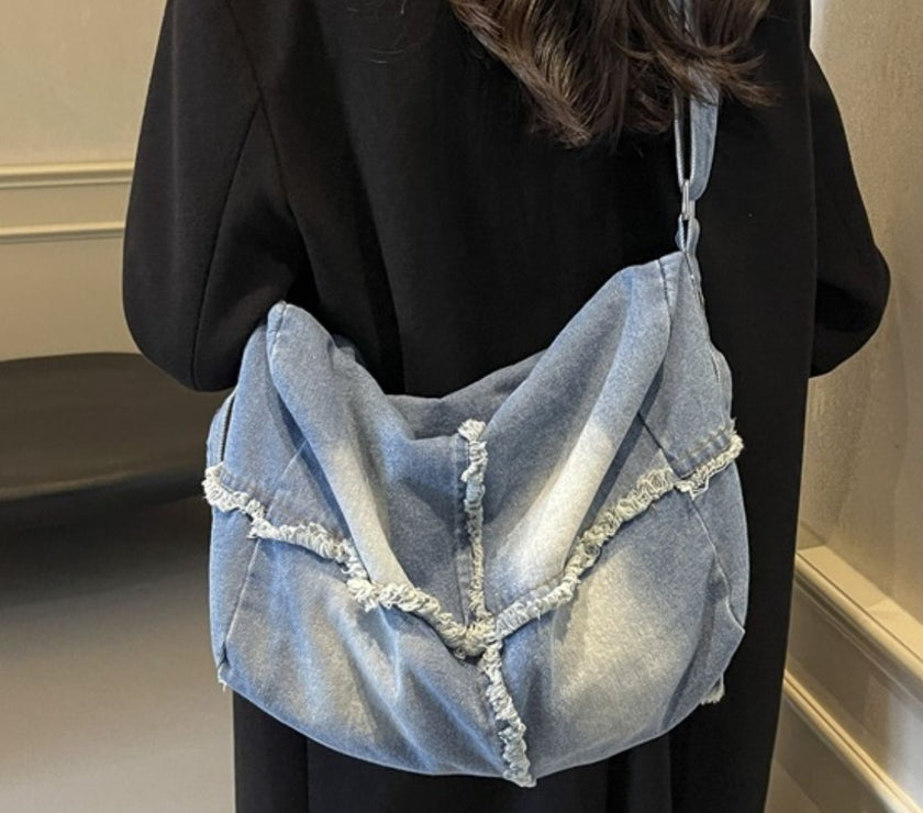 Raw Hem Gradient Crossbody Bag