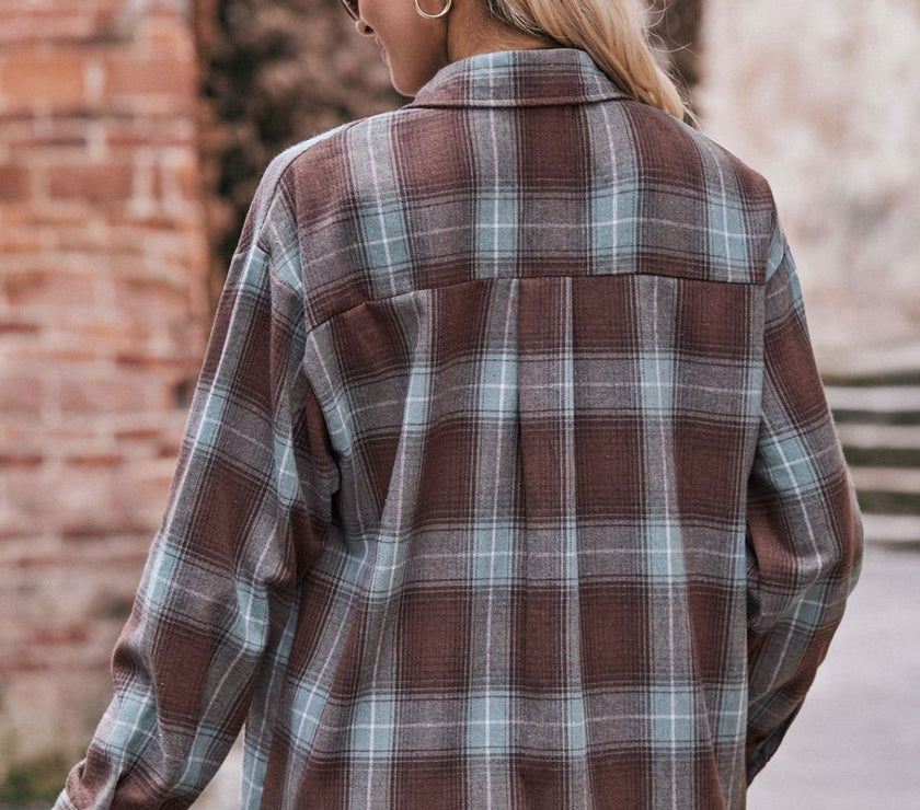 Mandy Plaid Dropped Shoulder Longline Shirt