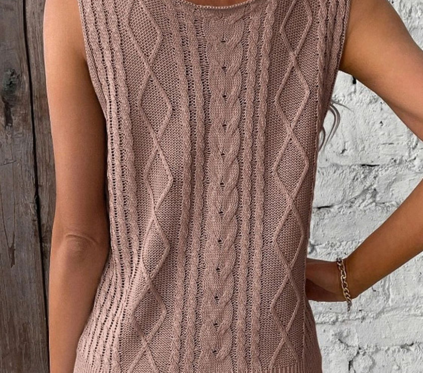 Cable-Knit V-Neck Sweater Vest