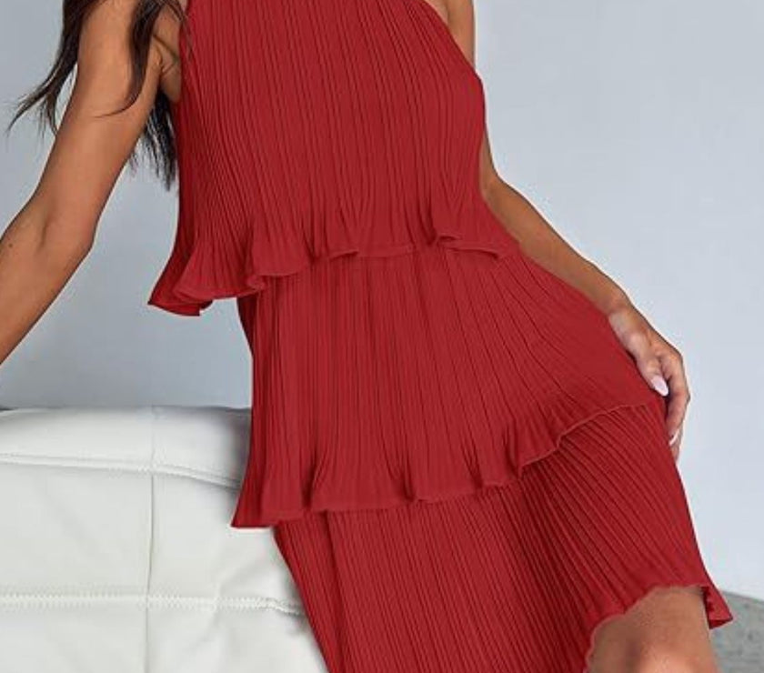 Layered Single Shoulder Mini Dress