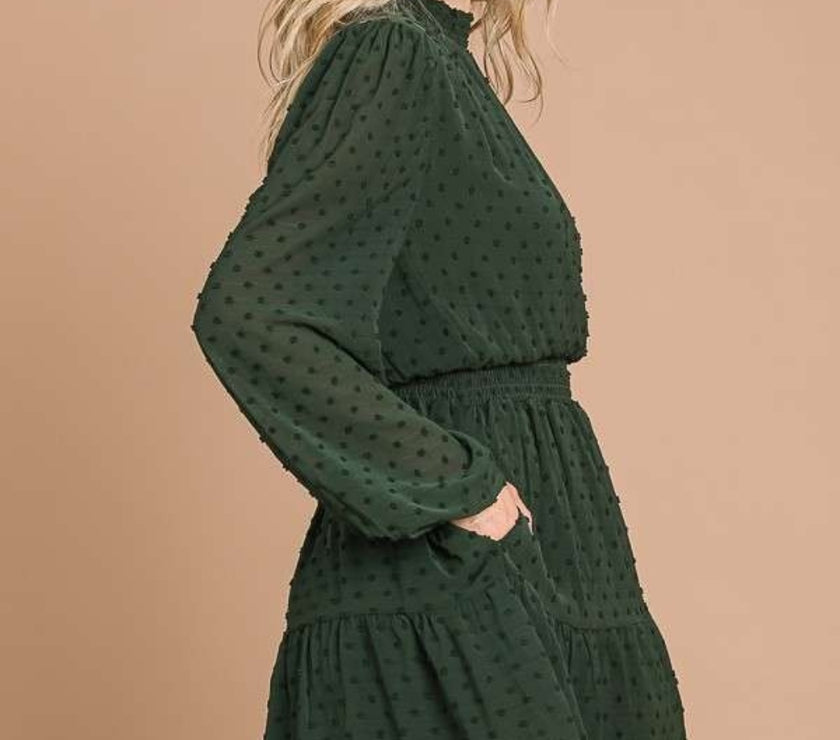 Culture Code Swiss Dot Smock Neck Mini Dress with Pockets