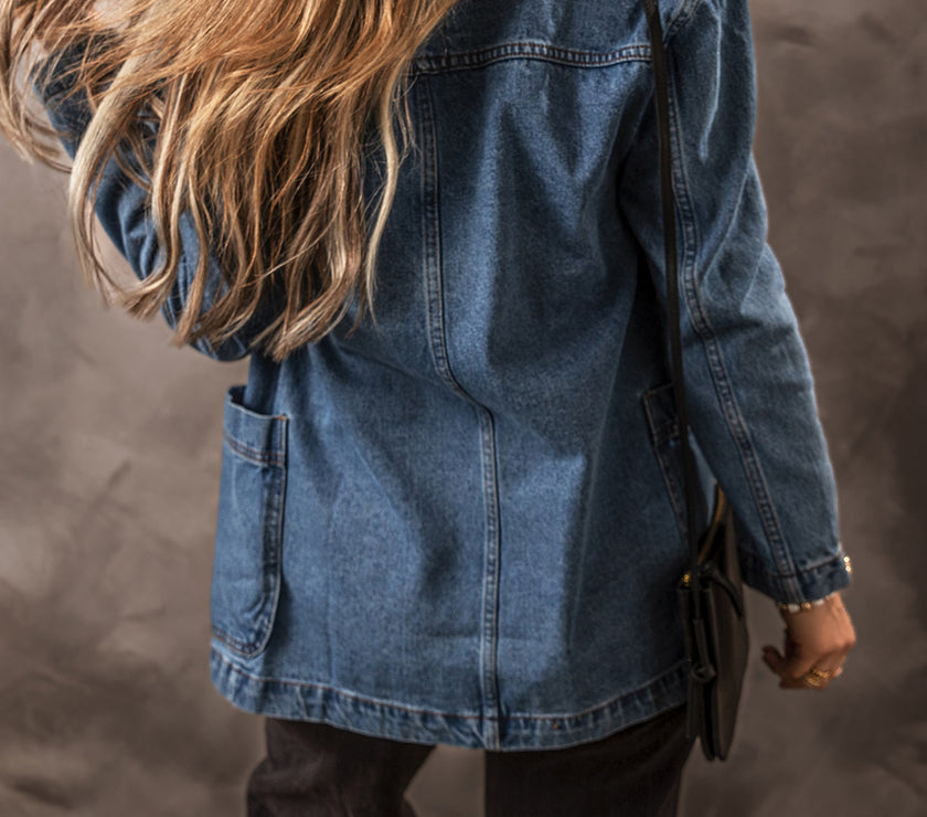 Pocketed Long Sleeve Denim Jacket