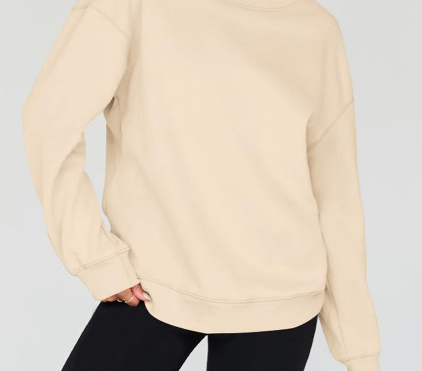 Mock Neck Drop Shoulder Long Sleeve Sweatshirt