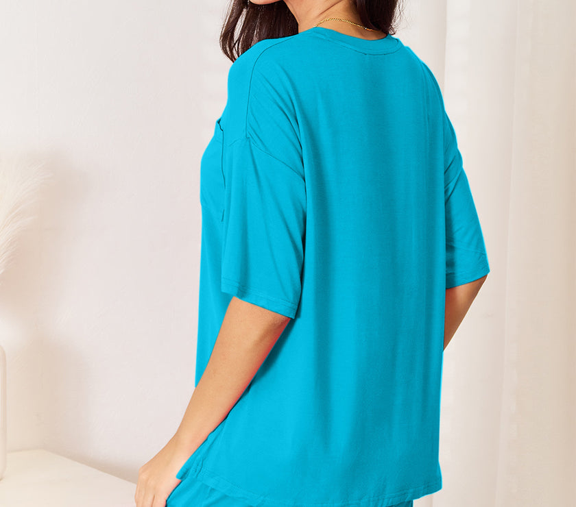 Basic Bae Full Size Soft Rayon Half Sleeve Top and Shorts Set