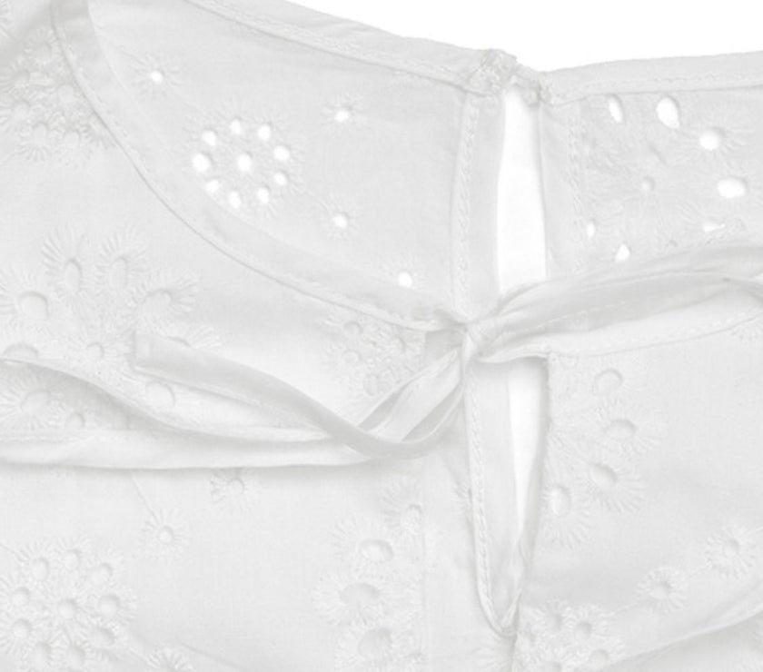 Perfee Tied Eyelet Short Sleeve Bodysuit