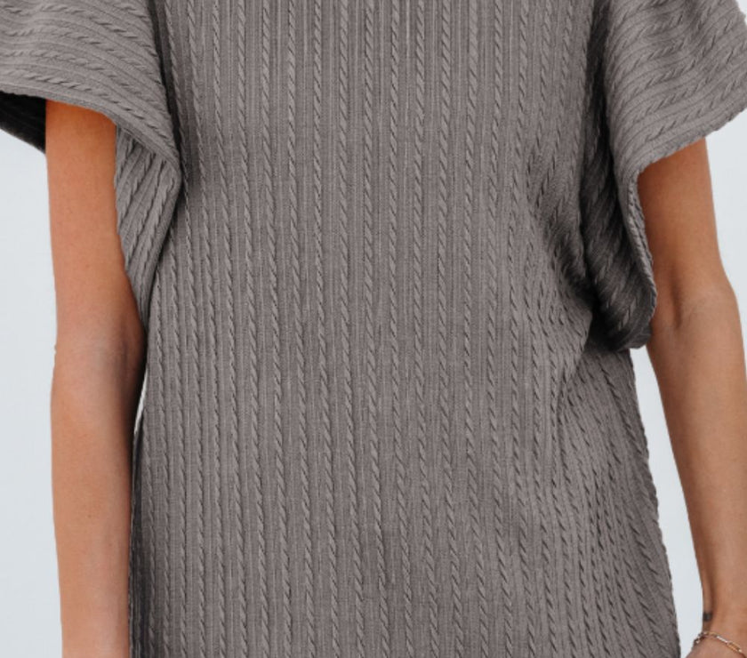 Textured Round Neck Flounce Sleeve Blouse