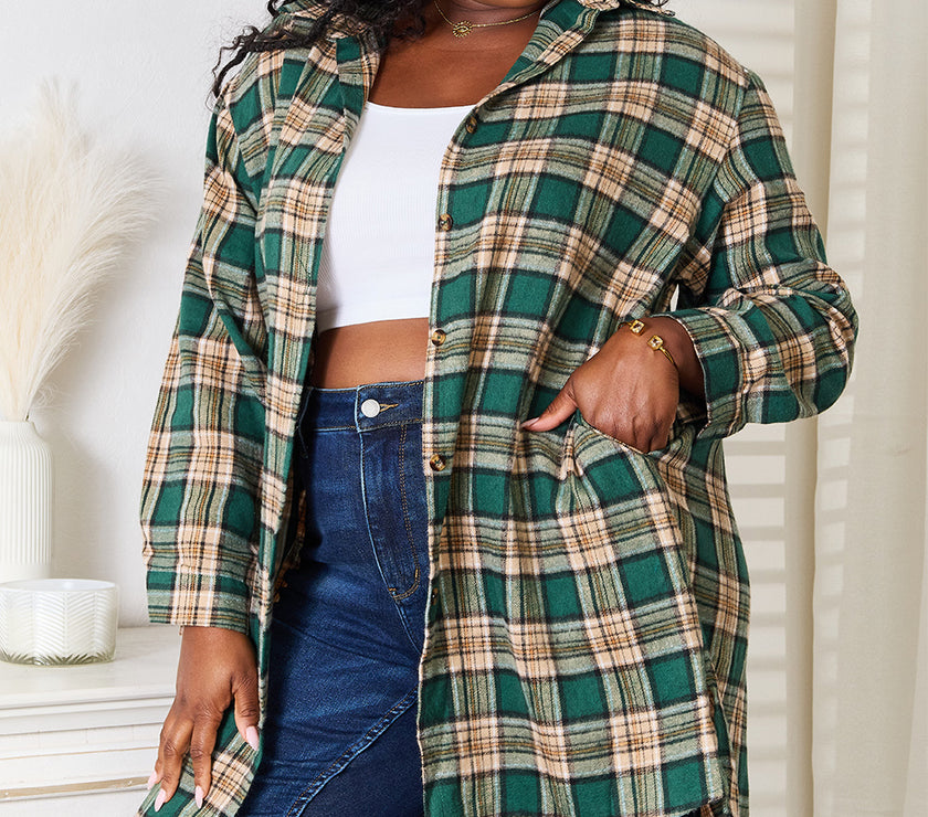 Mandy Plaid Collared Neck Long Sleeve Shirt