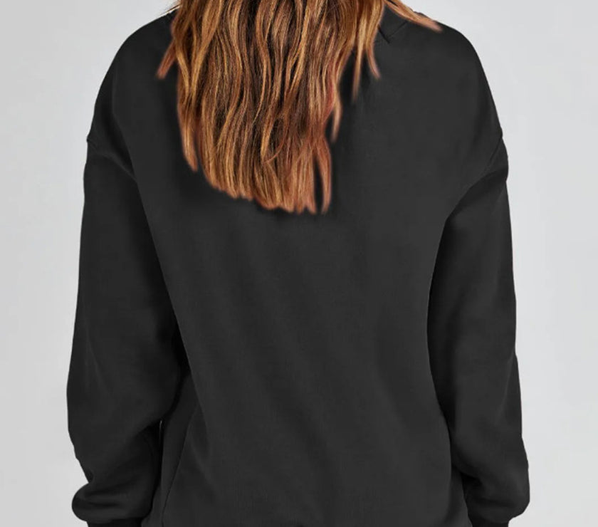 Mock Neck Drop Shoulder Long Sleeve Sweatshirt