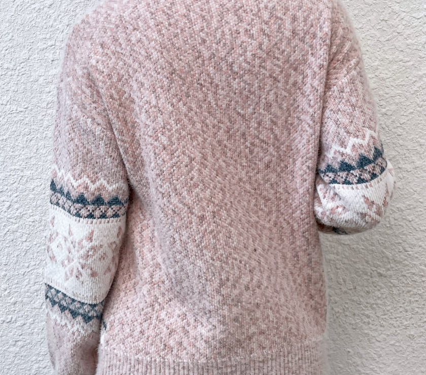 Snowflake Pattern Mock Neck Sweater