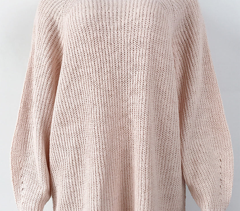 Mock Neck Dropped Shoulder Sweater Dress