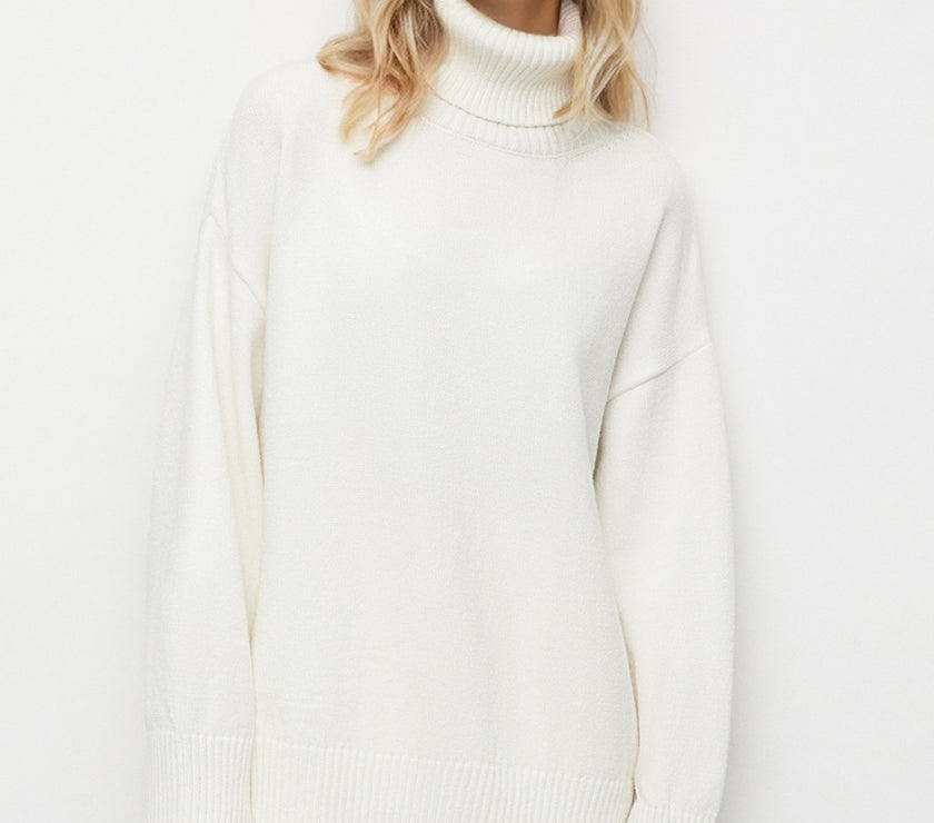Basic Bae Turtleneck Dropped Shoulder Long Sleeve Sweater