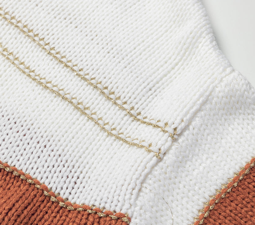 Striped Round Neck Dropped Shoulder Sweater