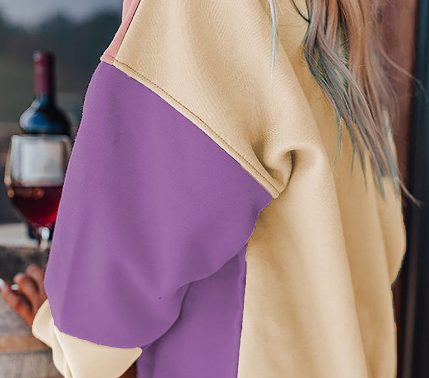 Contrast Round Neck Long Sleeve Sweatshirt