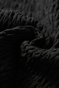 Black Ruffle Short Sleeve Shirred Peplum Top