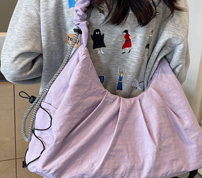 Drawstring Strap Ruched Crossbody Bag