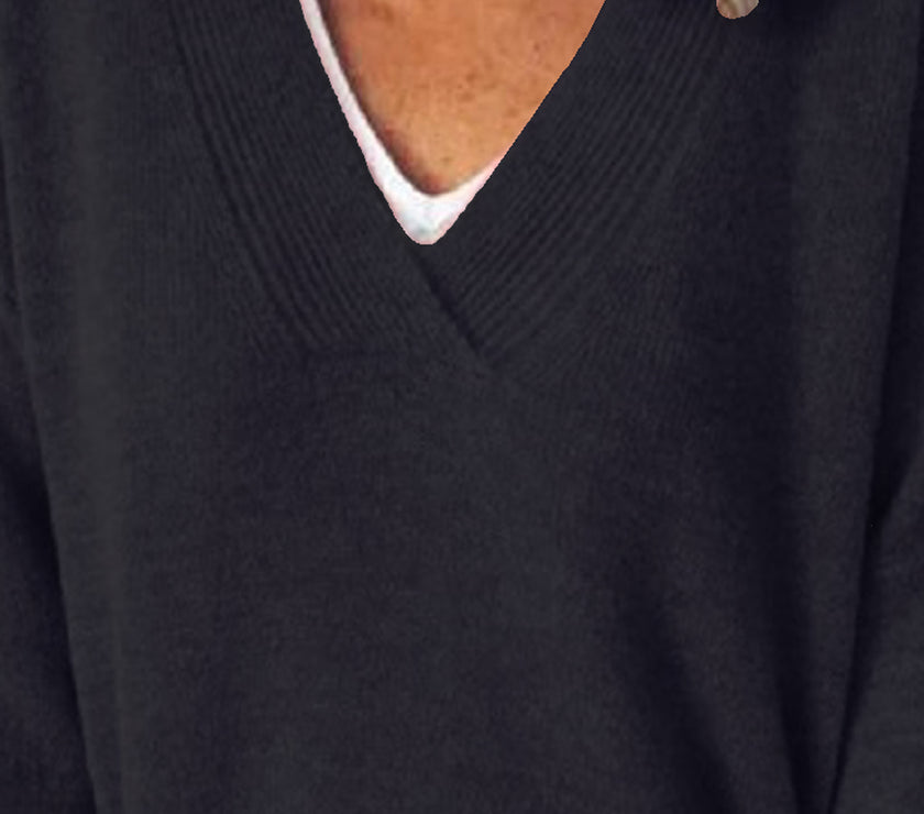V-Neck Dropped Shoulder Sweater