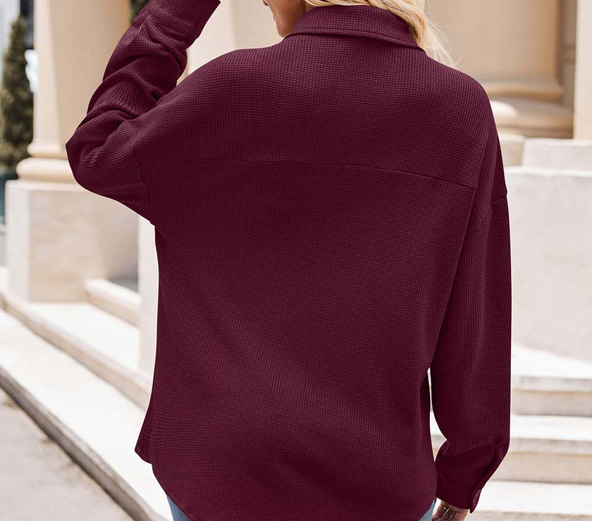 Mandy Collared Neck Dropped Shoulder Shirt