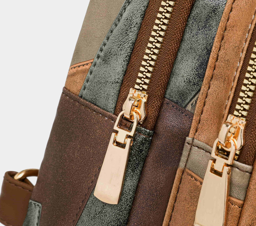 PU Leather Color Block Crossbody Bag