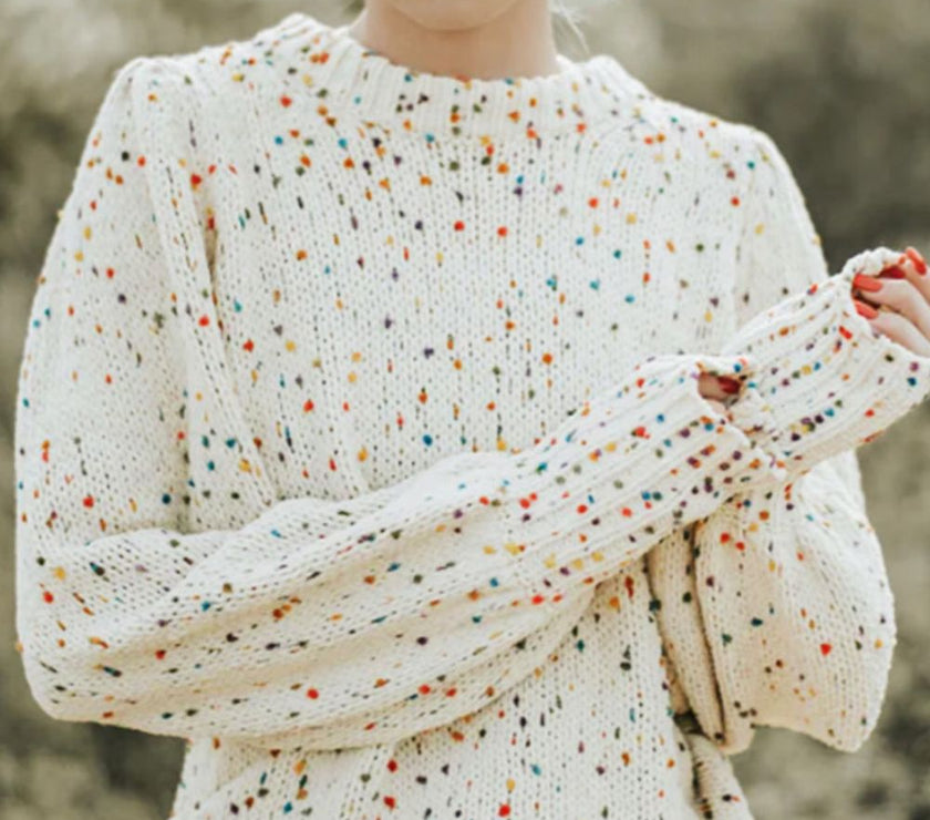 Confetti Round Neck Long Sleeve Sweater