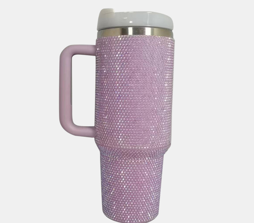 Rhinestone Stainless Steel Tumbler with Straw