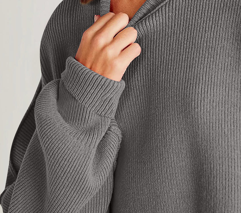Double Take Side Slit Round Neck Long Sleeve Sweater
