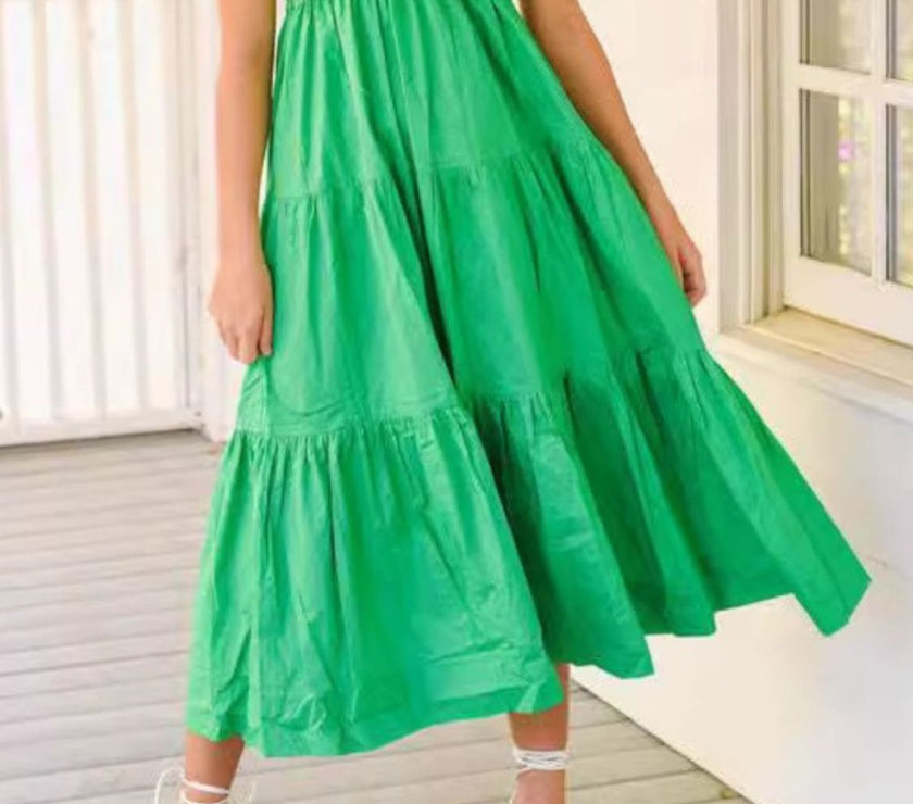 Tiered Tie Shoulder Midi Cami Dress