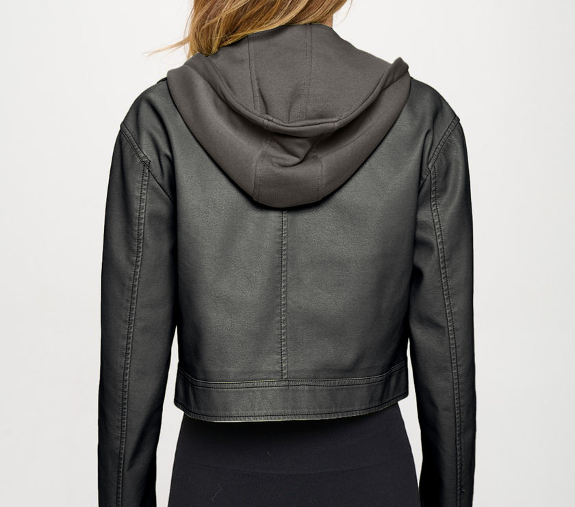 Coalition LA Snap Down Cropped Hooded Jacket