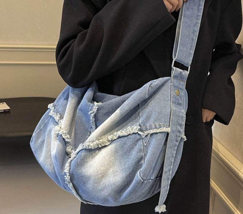 Raw Hem Gradient Crossbody Bag