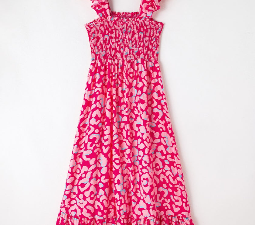 Ruffled Printed Wide Strap Dress