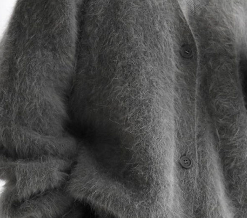 Fuzzy Button Down Long Sleeve Cardigan