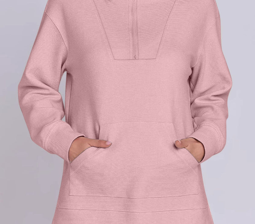 ฺHigh-Low Quarter Zip Long Sleeve Sweatshirt