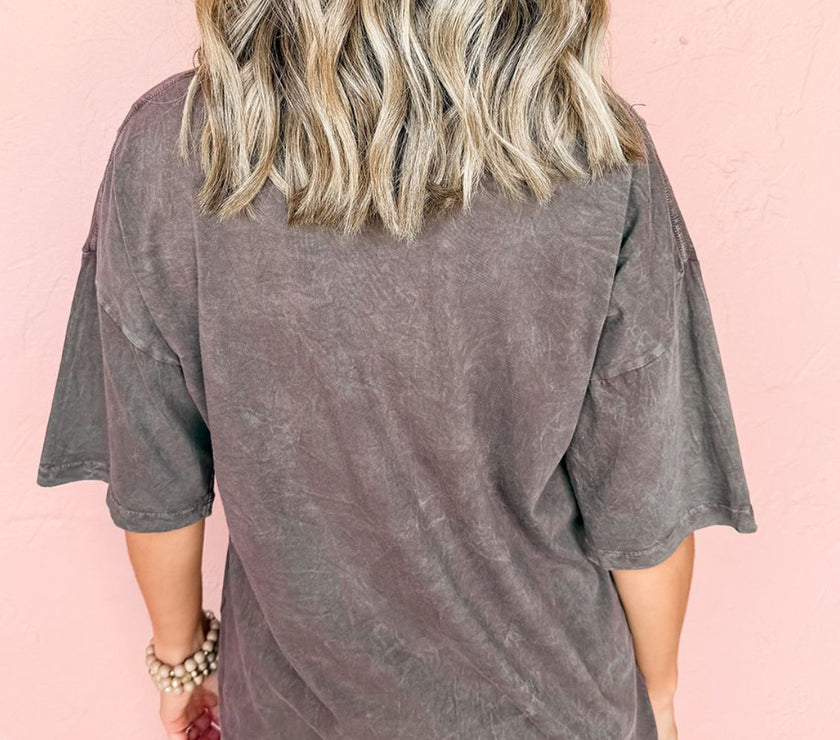 Cheetah Mineral Wash Round Neck Half Sleeve T-Shirt