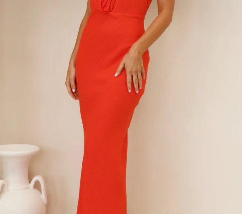 Ruched Single Shoulder Maxi Dress